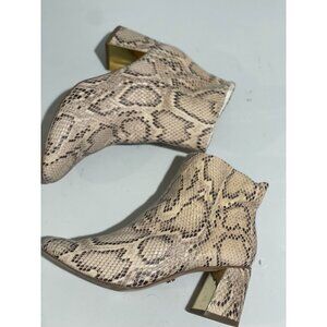 XOXO Women's Kahana Snake Print Ankle Booties Size 6M With Gold Block Heel